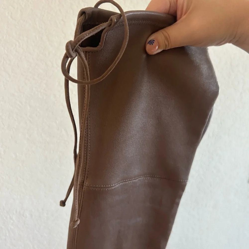 New Stuart Weitzman Zuzanne Over The Knee Boots Leather Taupe